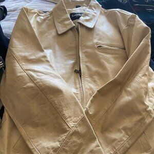 Men Medium Sand Leather Jacket